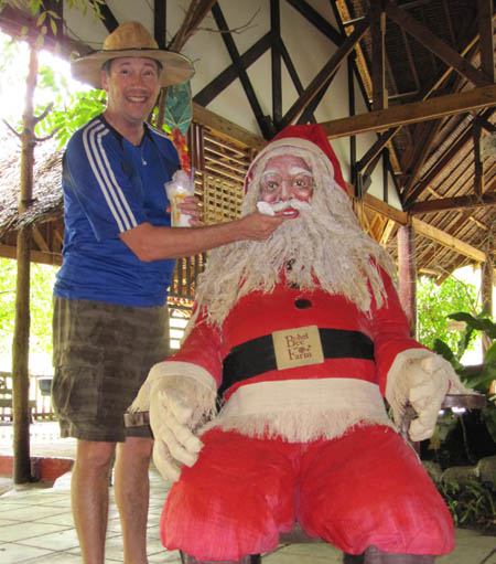 Rob Johnson with Santa small Rob Johnson meeting the island Santa