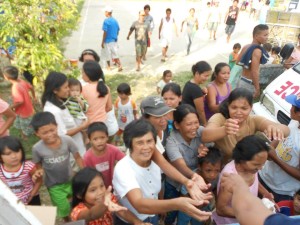 Happy faces as they receive